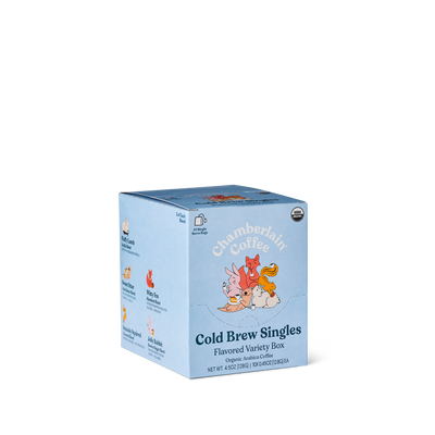 Organic Flavored Variety Cold Brew Singles Product Shot Diagonal