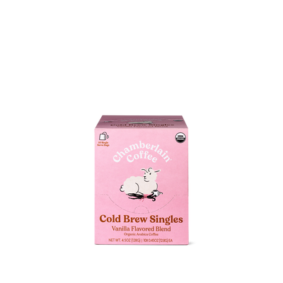 Organic Vanilla Cold Brew Coffee Singles Product Shot Front